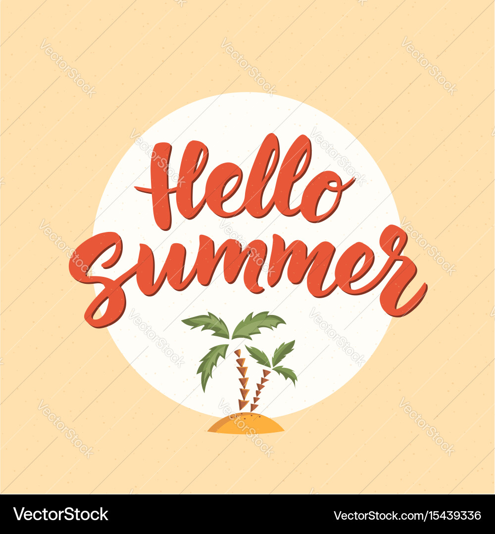 Hello summer text with beach design elements vector image