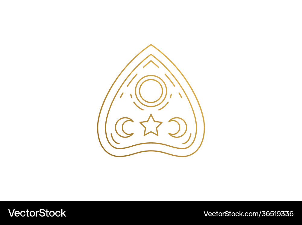 Ouija board pointer withcraft silhouette linear Ouija board pointer withcraft silhouette linear vector image