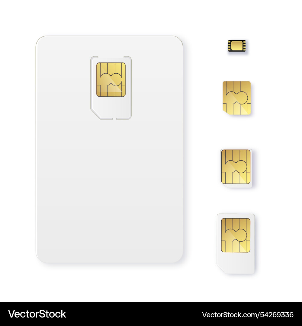 Sim card object realistic icon simcard Sim card object realistic icon simcard Vector Image
