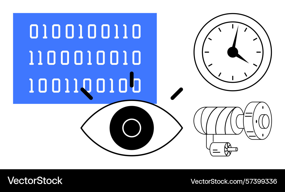 Vision and technology concepts featuring binary Vision and technology concepts featuring binary vector image