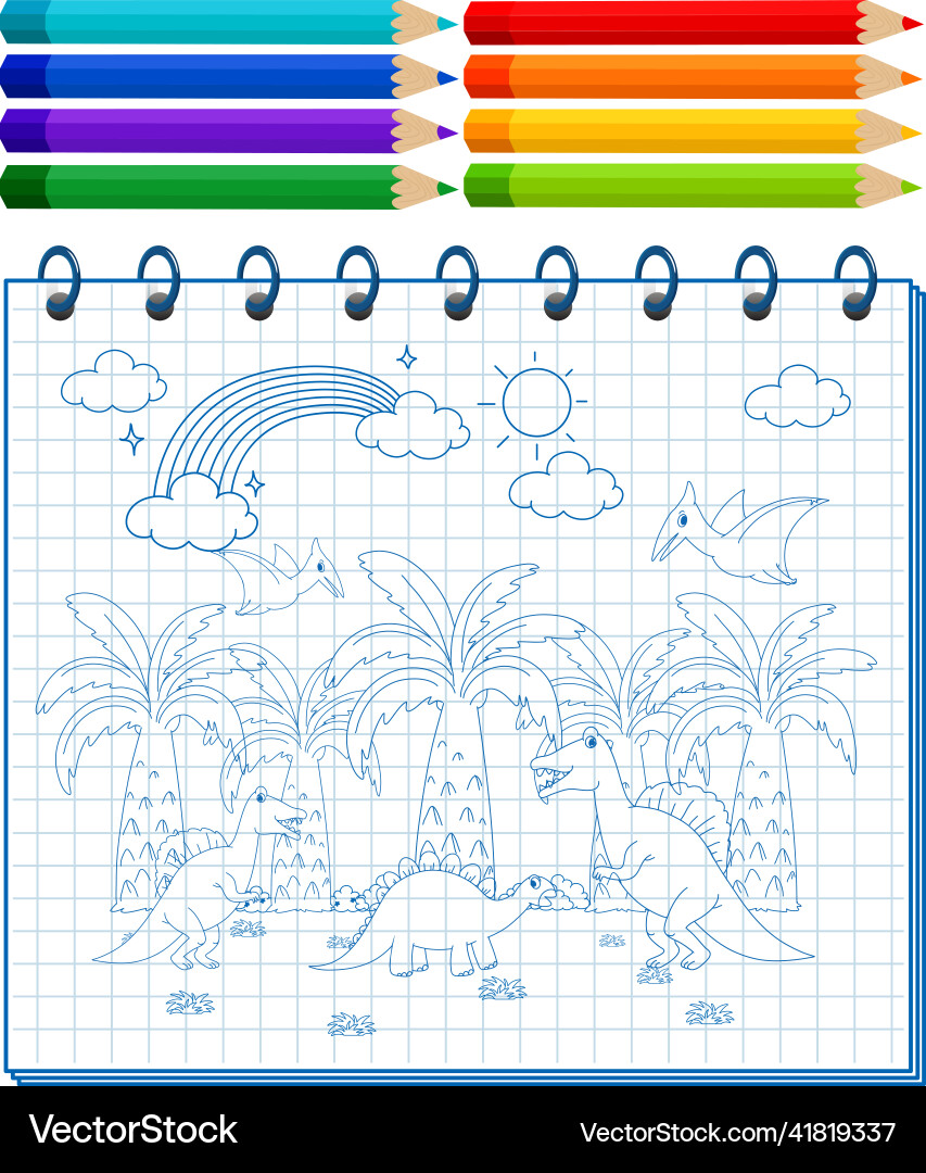 A notebook with doodle sketch design and colour A notebook with doodle sketch design and colour Vector Image