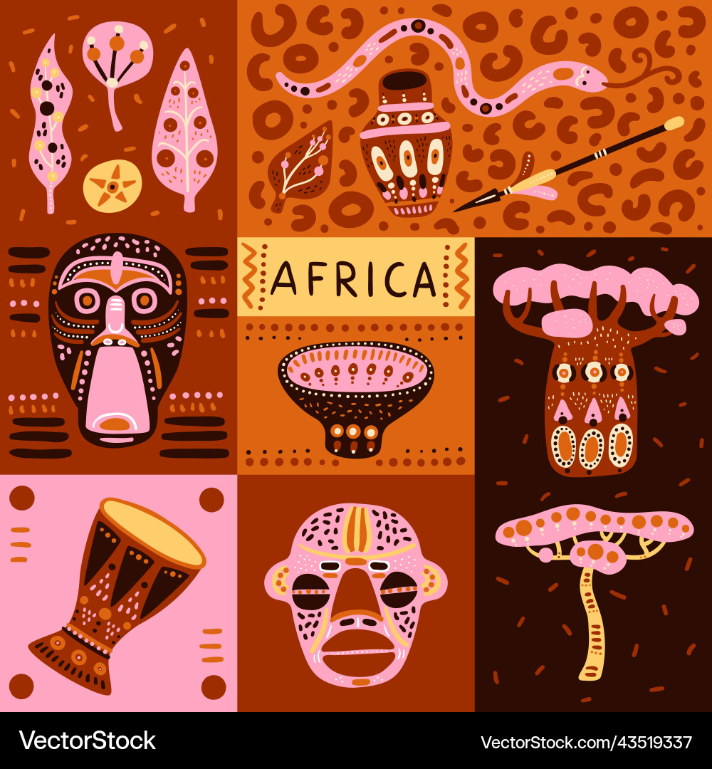 African elements poster traditional ethnic design African elements poster traditional ethnic design vector image