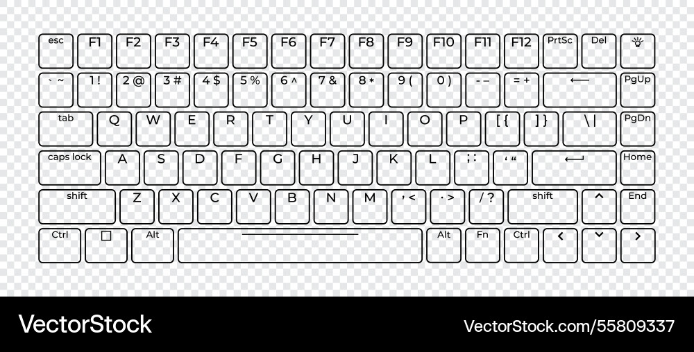 Computer keyboard button layout template Computer keyboard button layout template vector image