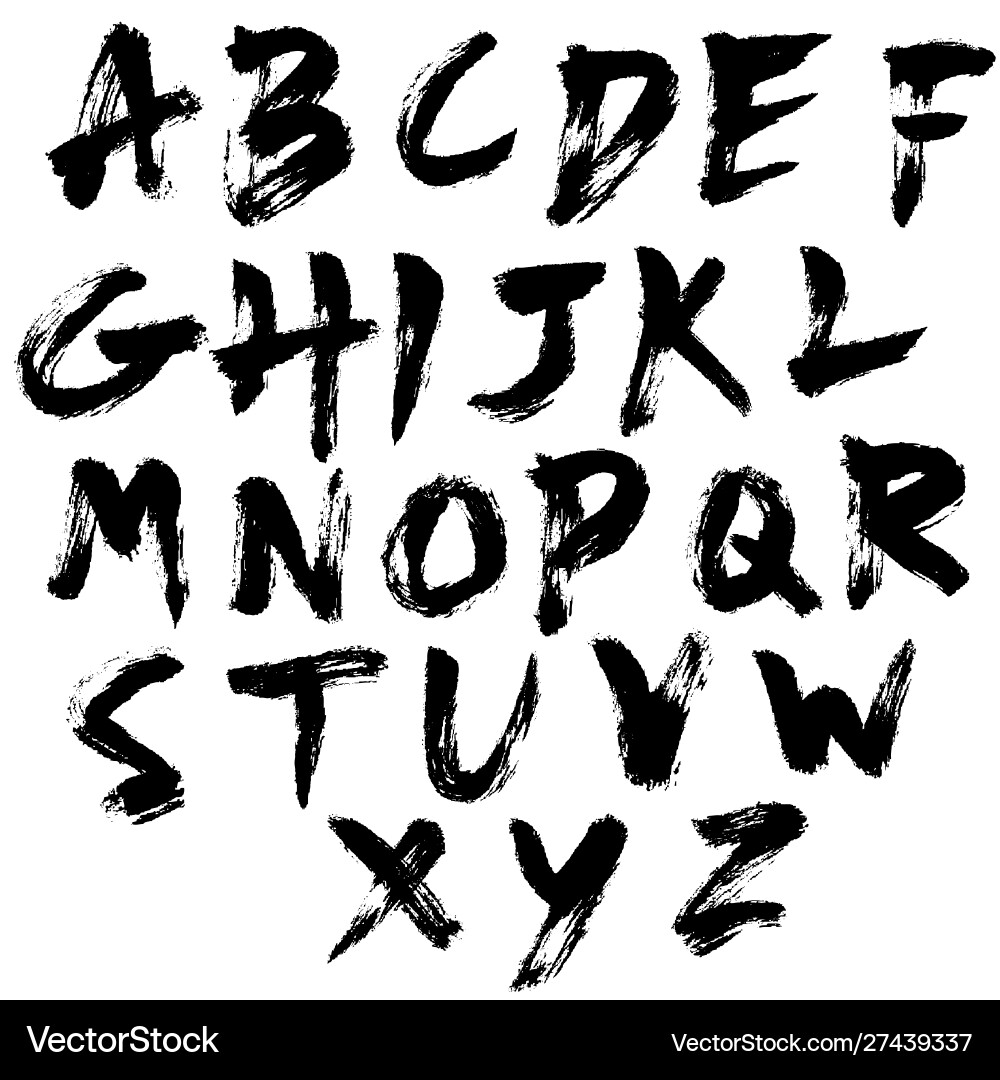 Dry Brush Alphabet Texture Set vector image