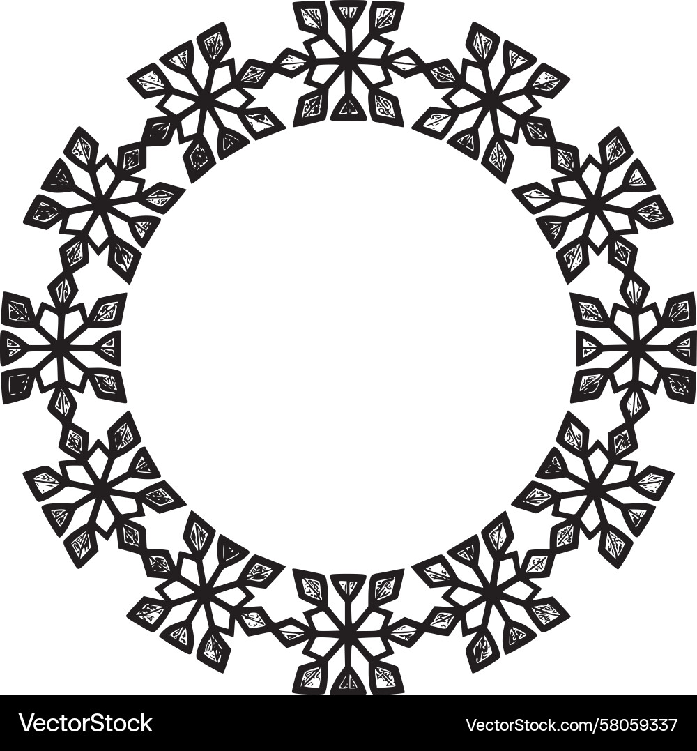 Geometric Snowflake Border Pattern Vector Image
