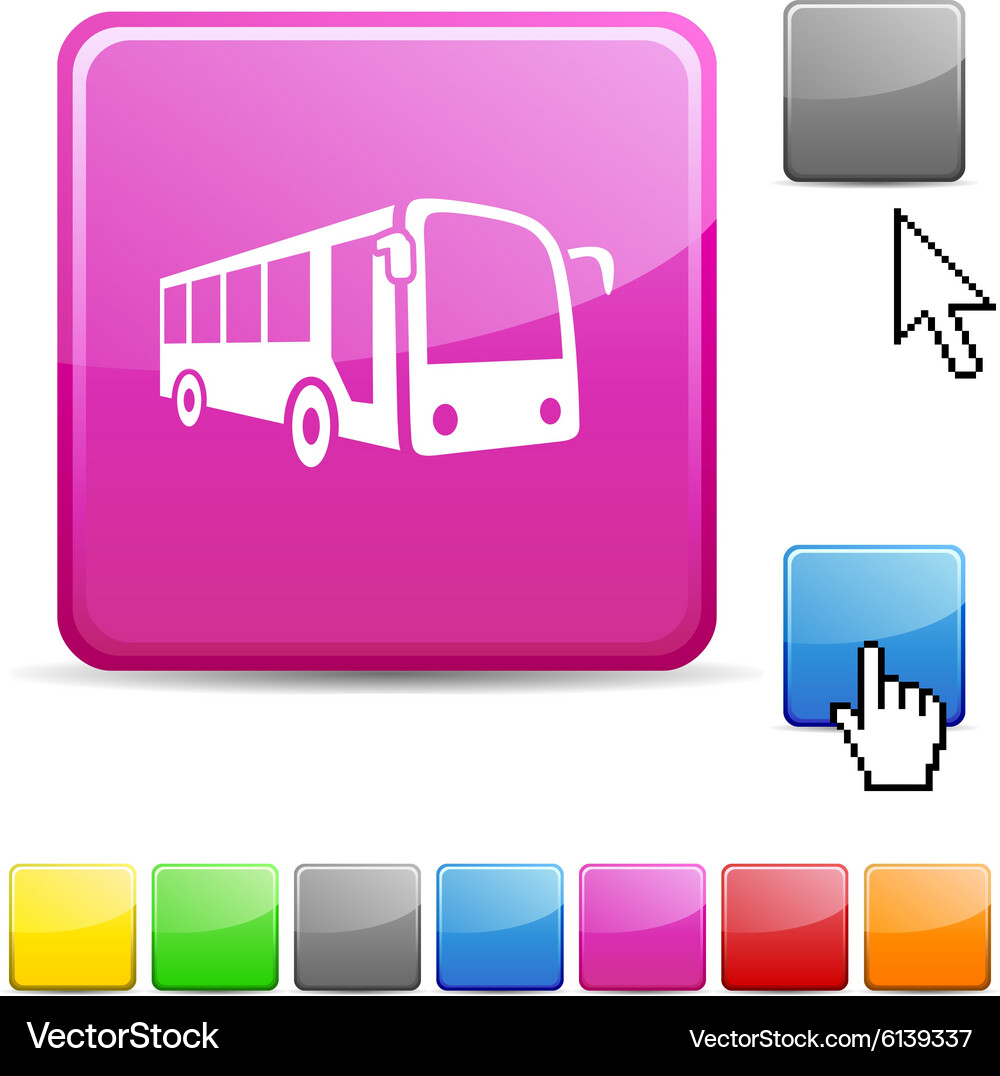 Glossy Bus Button Icon Vector Image