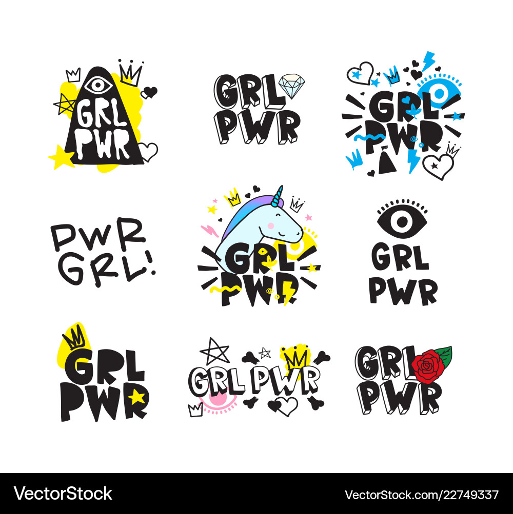 Typography colorful slogan girl power text Typography colorful slogan girl power text Vector Image