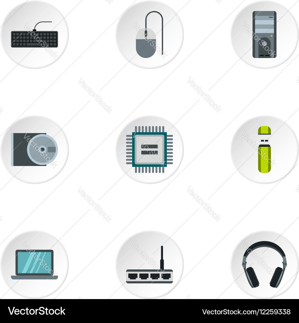 Computer data icons set flat style Vector Image