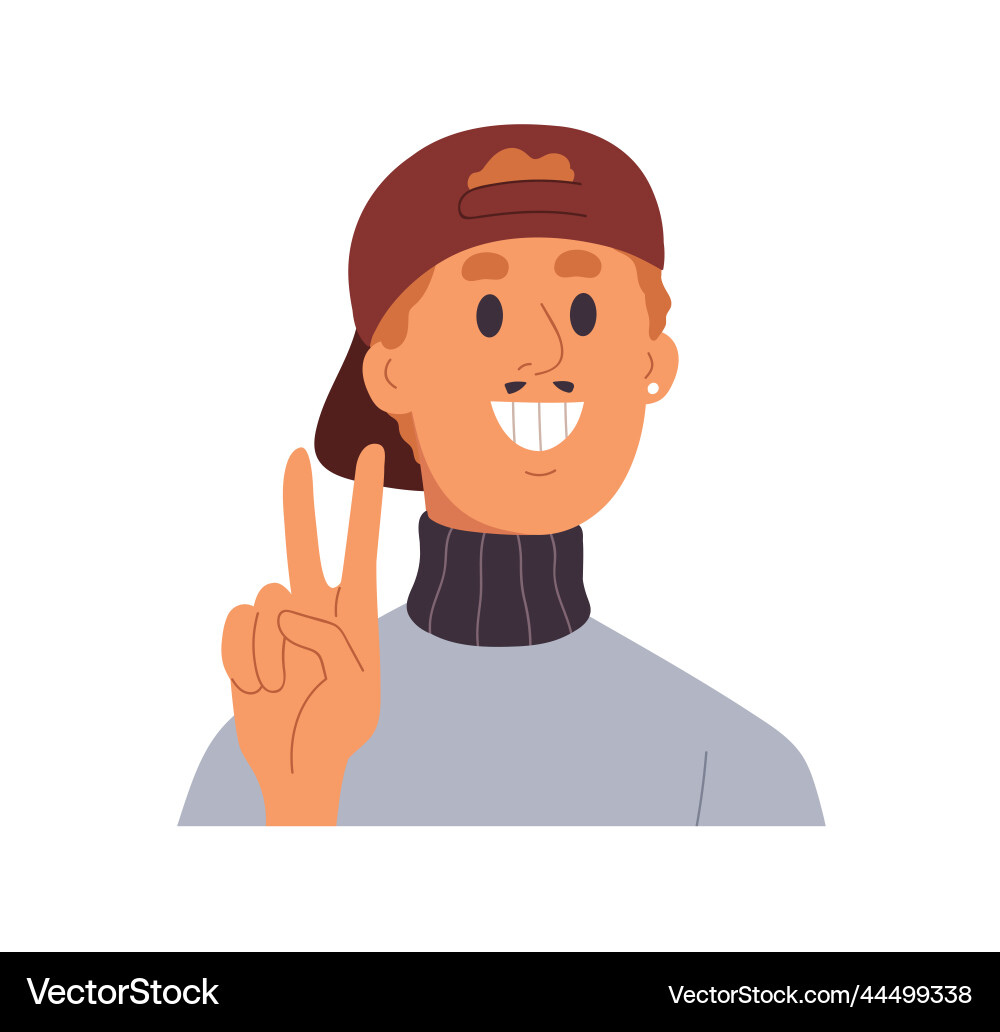 Happy man gesturing peace victory gesture vector image