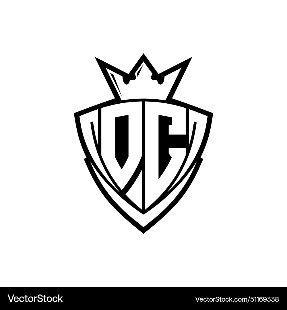 Oc letter logo with sharp triangle shield shape Vector Image