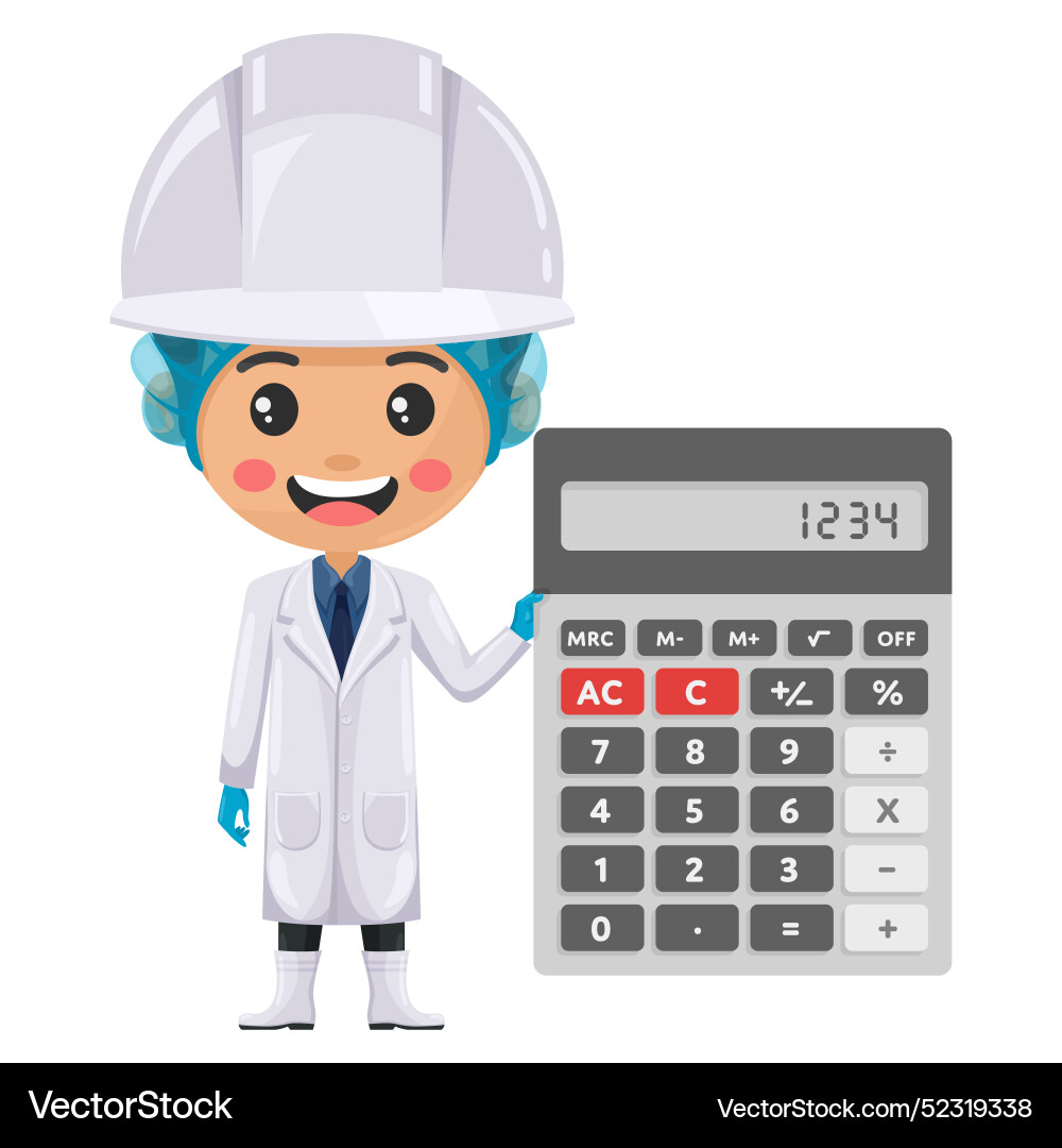 Quality control supervisor with a calculator Quality control supervisor with a calculator Vector Image