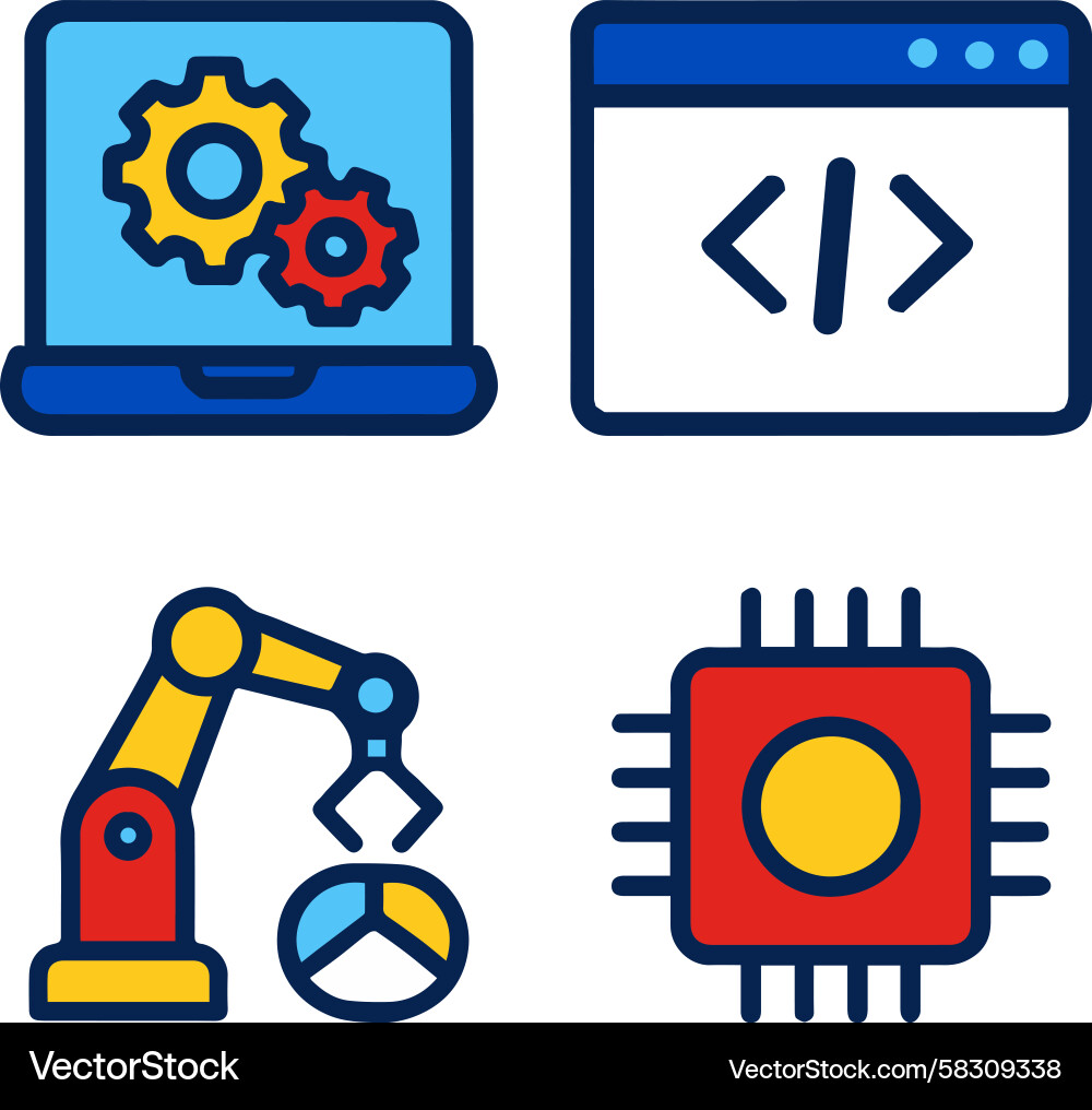 Robotics and Coding Technology Vector Image