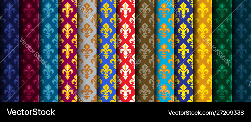 Royal heraldic lilies fleur-de-lis rich colorful Royal heraldic lilies fleur-de-lis rich colorful vector image