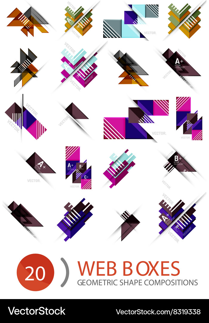 Set of web internet boxes with buttons and sample Vector Image
