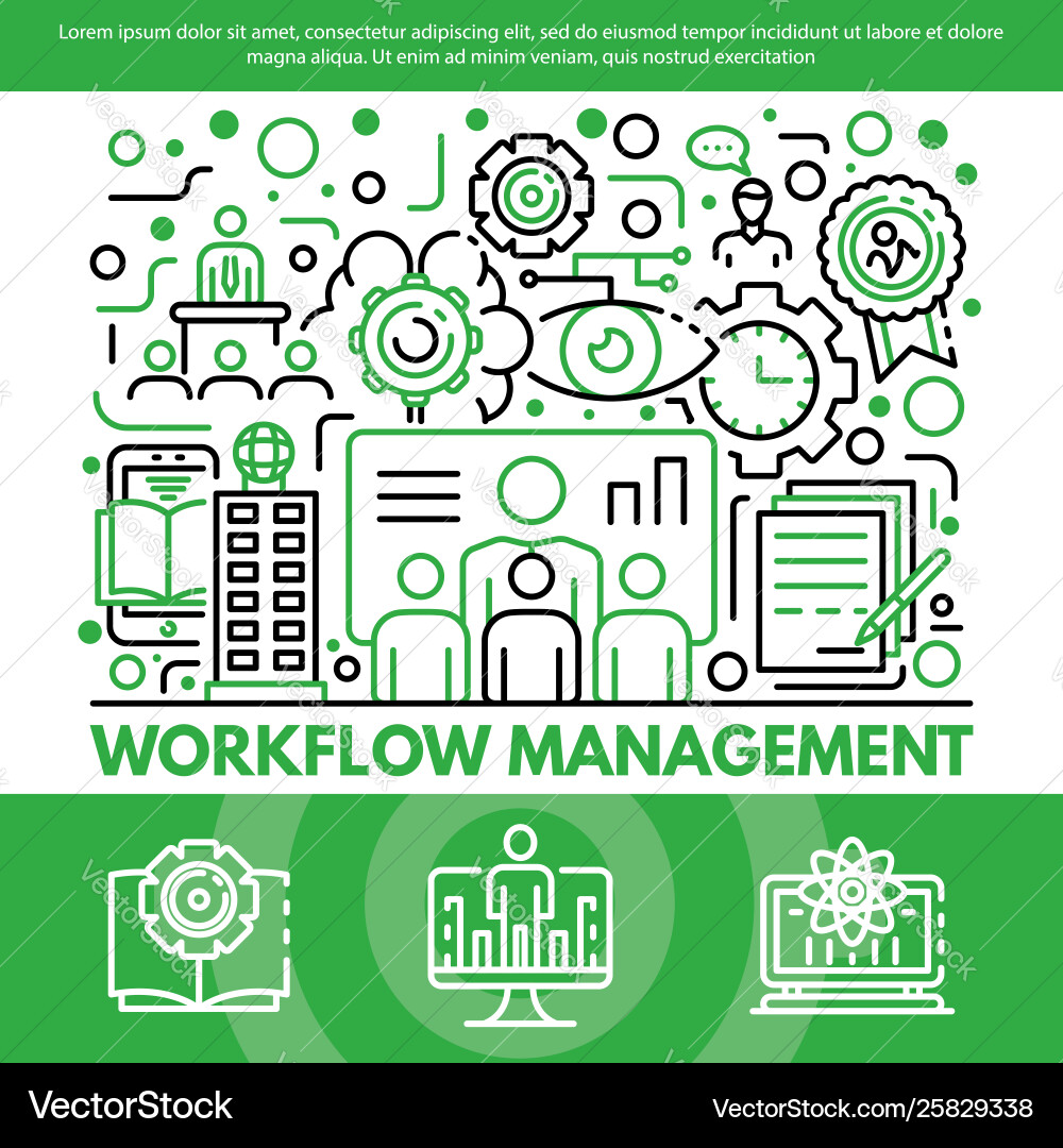 Workflow management concept background outline Workflow management concept background outline Vector Image