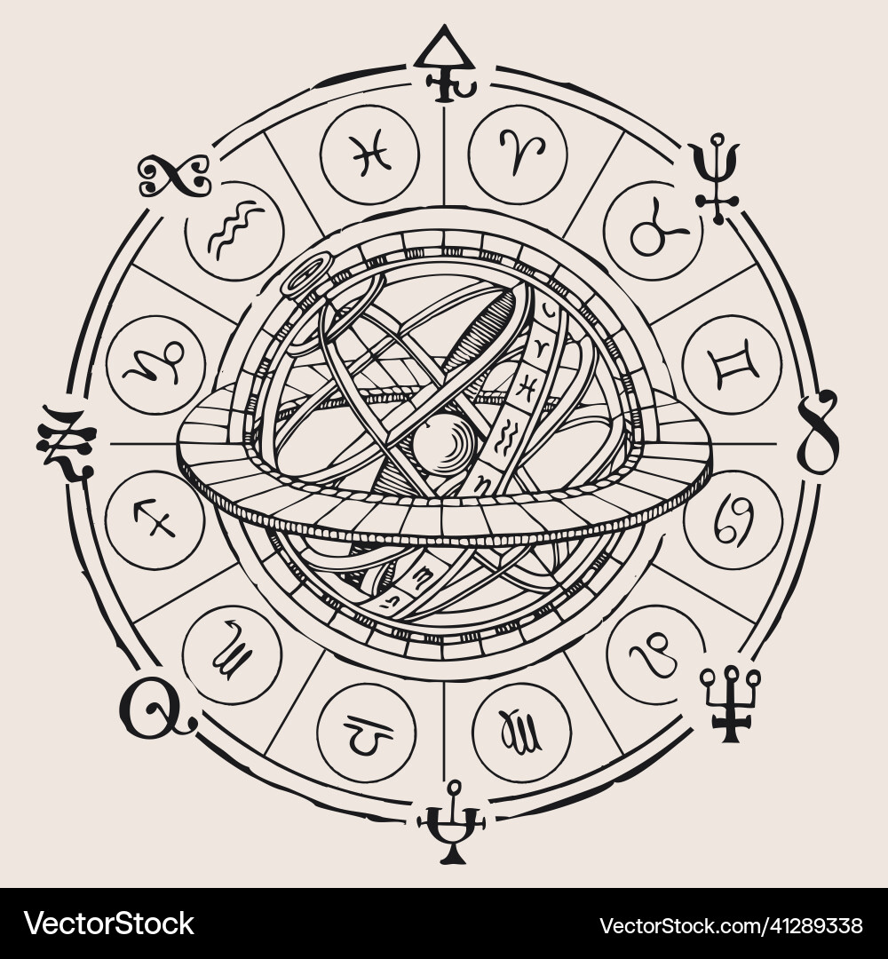 Zodiac Circle - Geocentric System vector image