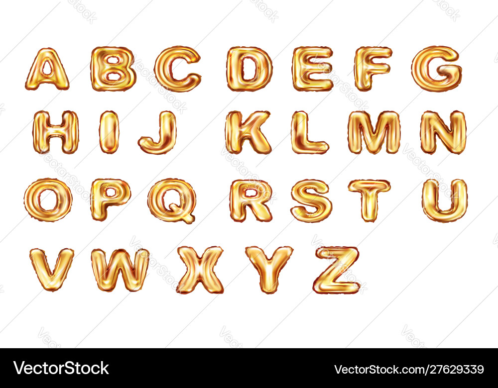 Alphabet goldene Ballons realistisch Alphabet goldene Ballons realistisch vektorbild