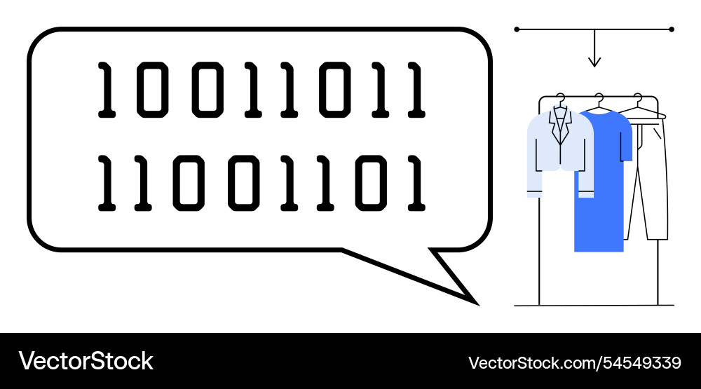 Binary code speech bubble with clothing rack Binary code speech bubble with clothing rack vector image