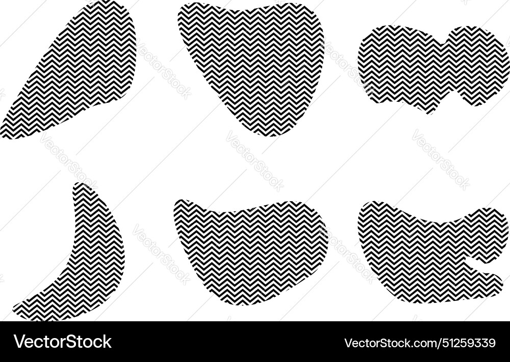 Blobs fluid shapes with zig zag stripes pictogram Vector Image