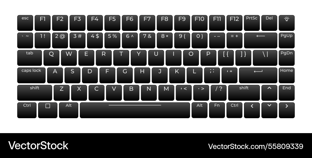 Computer keyboard button layout template Computer keyboard button layout template vector image