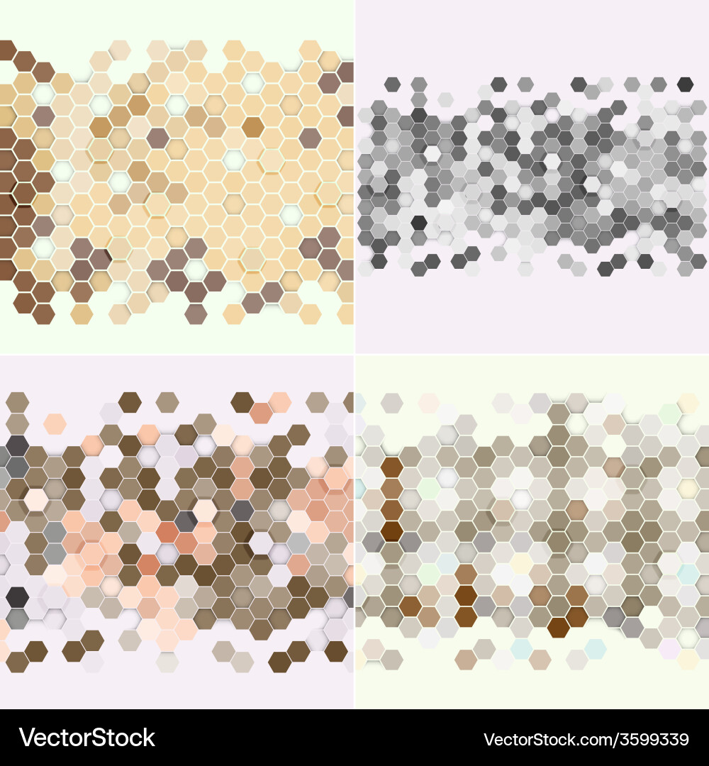Geometric backgrounds set abstract hexagonal vector image