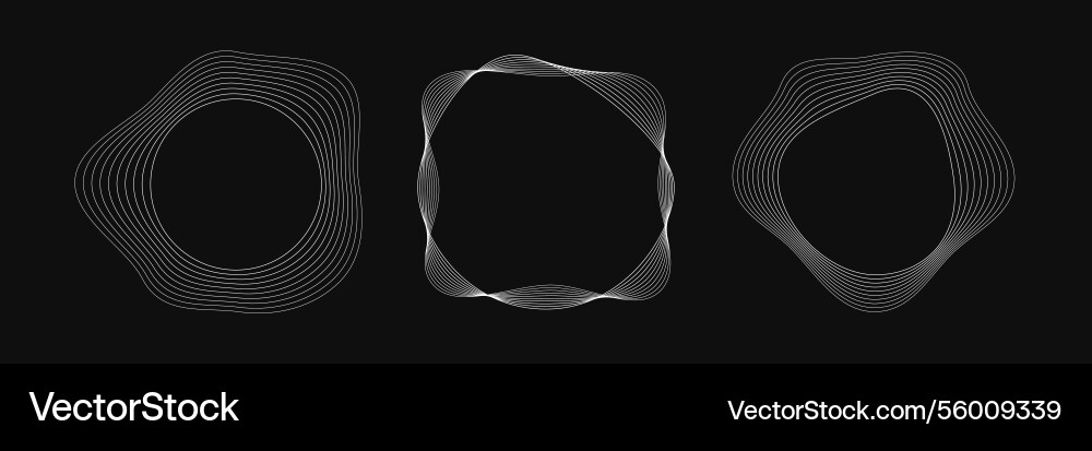 Set of round curved frames with dynamic wavy Vector Image