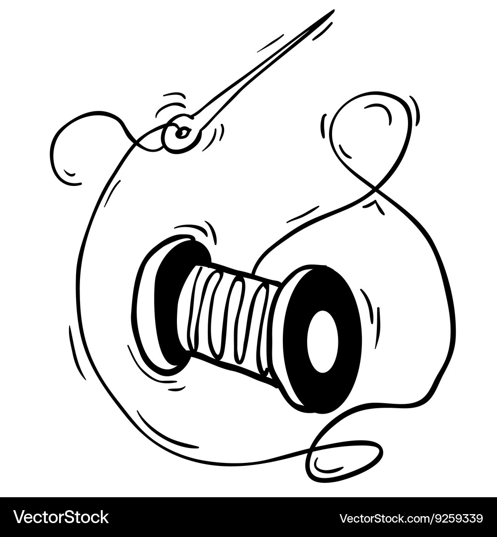 Thread and Needle Cartoon Vector Image