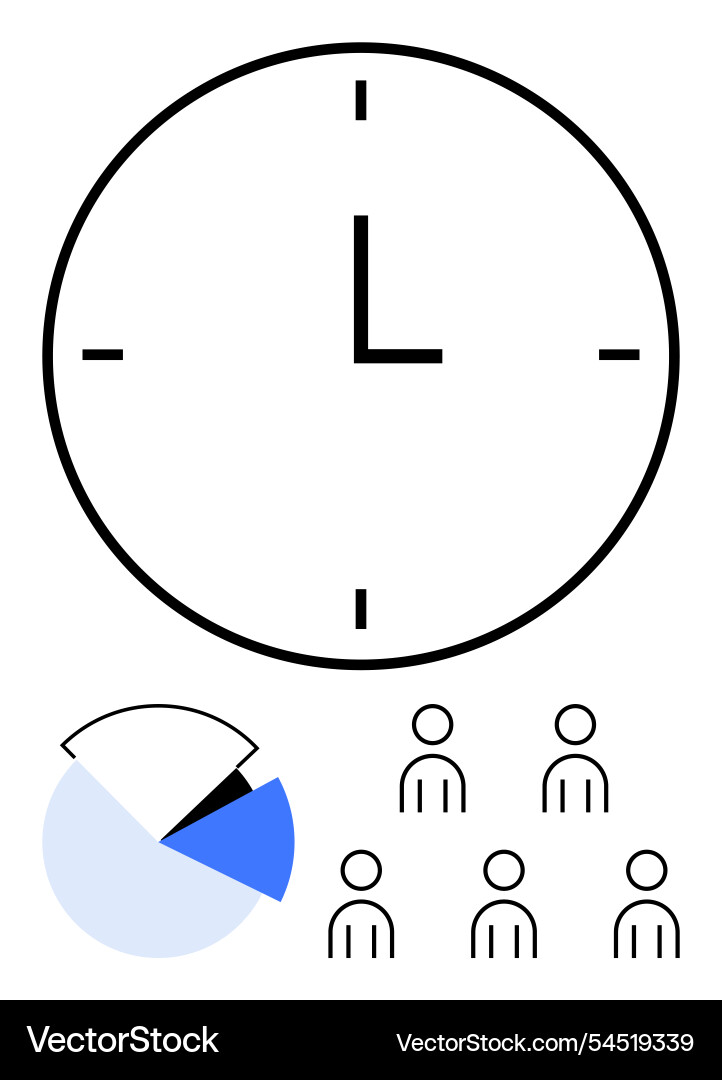 Time management for team efficiency with clock Time management for team efficiency with clock vector image