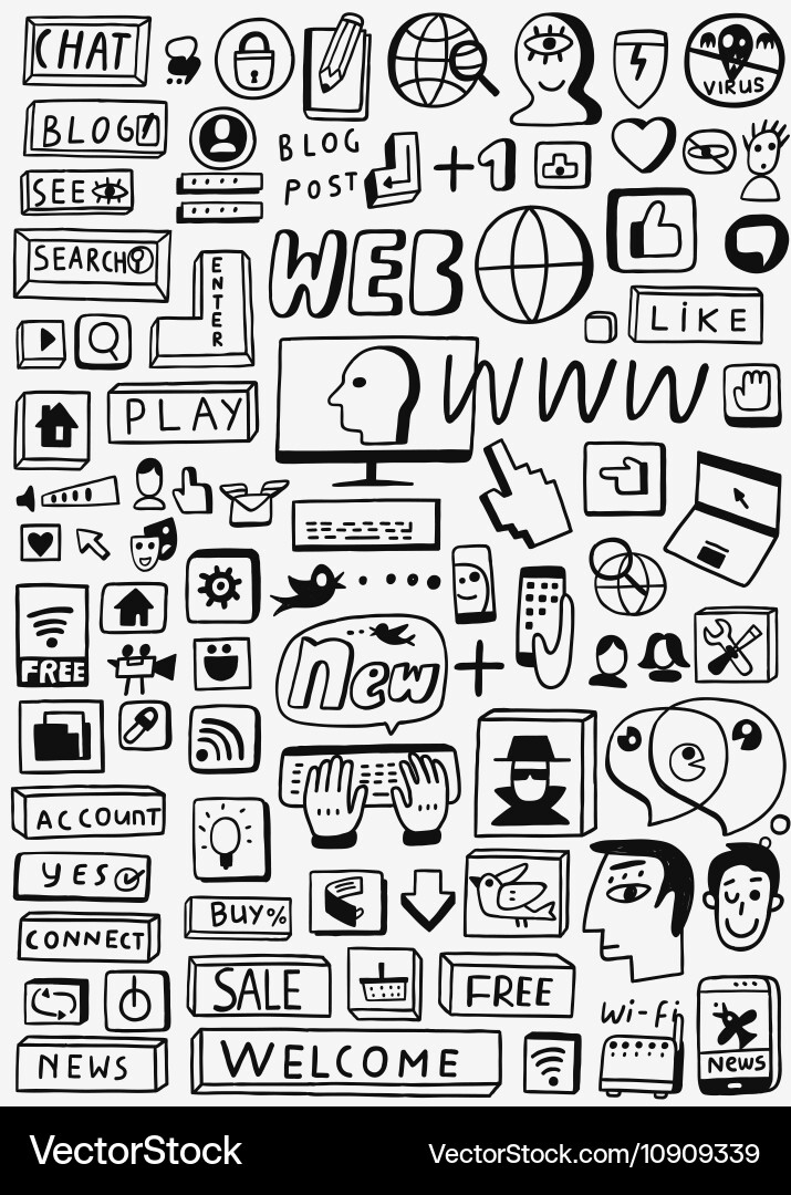 Web Sketch Icons - Digital Elements vector image