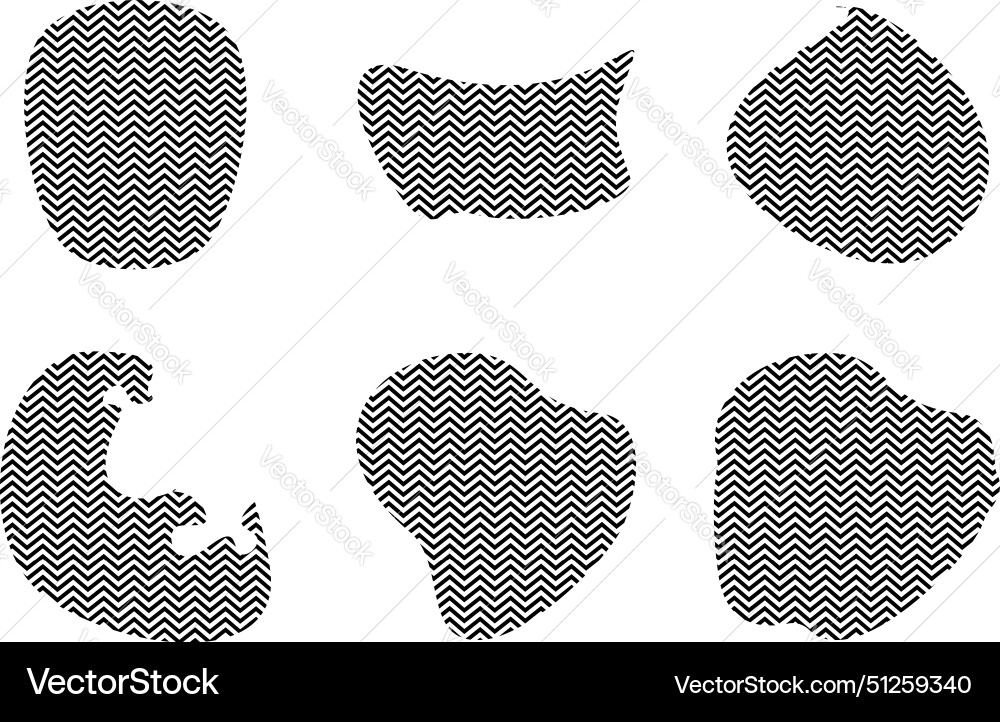 Blobs fluid shapes with zig zag stripes pictogram Blobs fluid shapes with zig zag stripes pictogram vector image