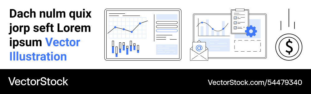 Dashboard with analytic charts and various digital Vector Image