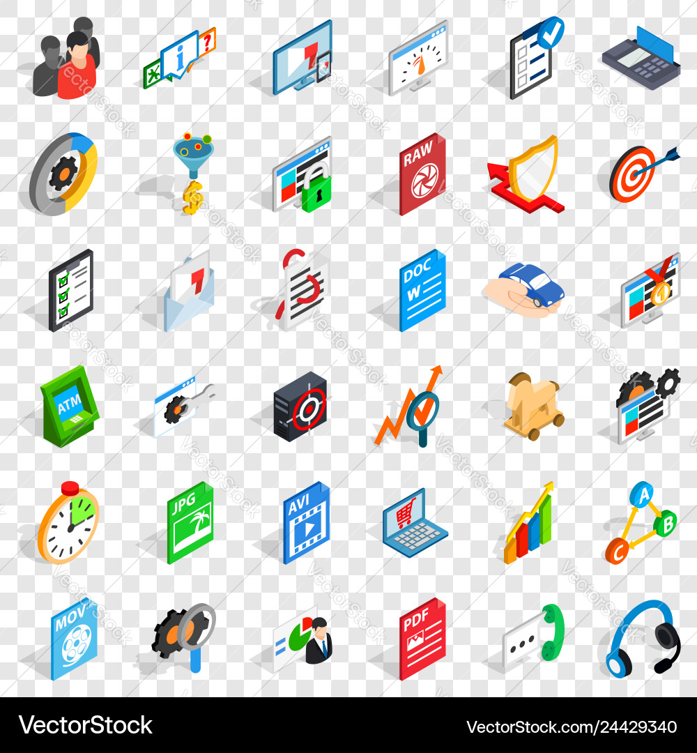 Database icons set isometric style Vector Image