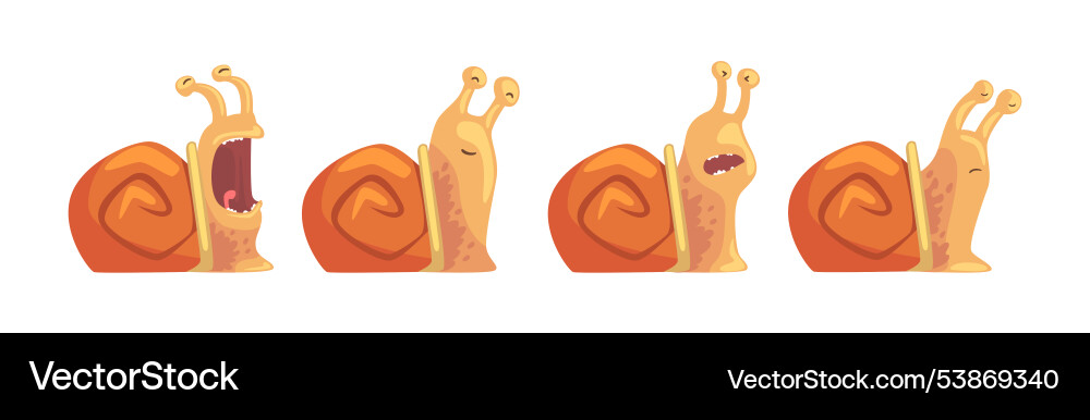 Funny snail with spiral shell show different Funny snail with spiral shell show different vector image