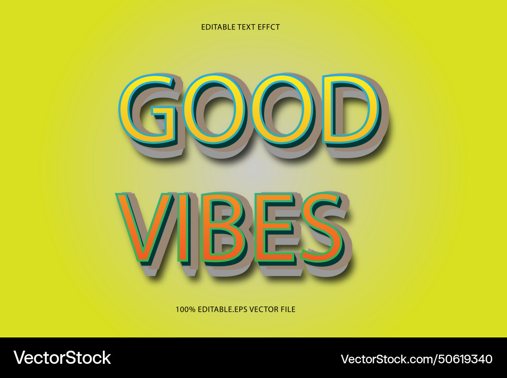 Good vibes editable text effect 3d emboss Good vibes editable text effect 3d emboss Vector Image
