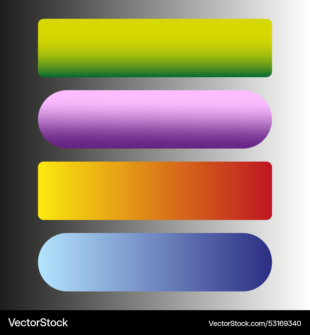Gradient button set colorful rounded rectangles Gradient button set colorful rounded rectangles vector image
