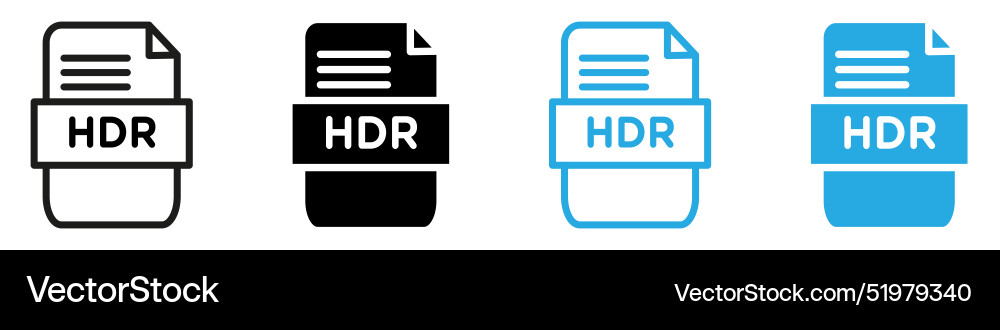 Hdr image file extension icon mark in filled style vector image