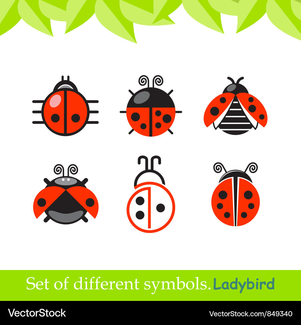 Ladybird & Ladybug Symbol Set Vektorbild