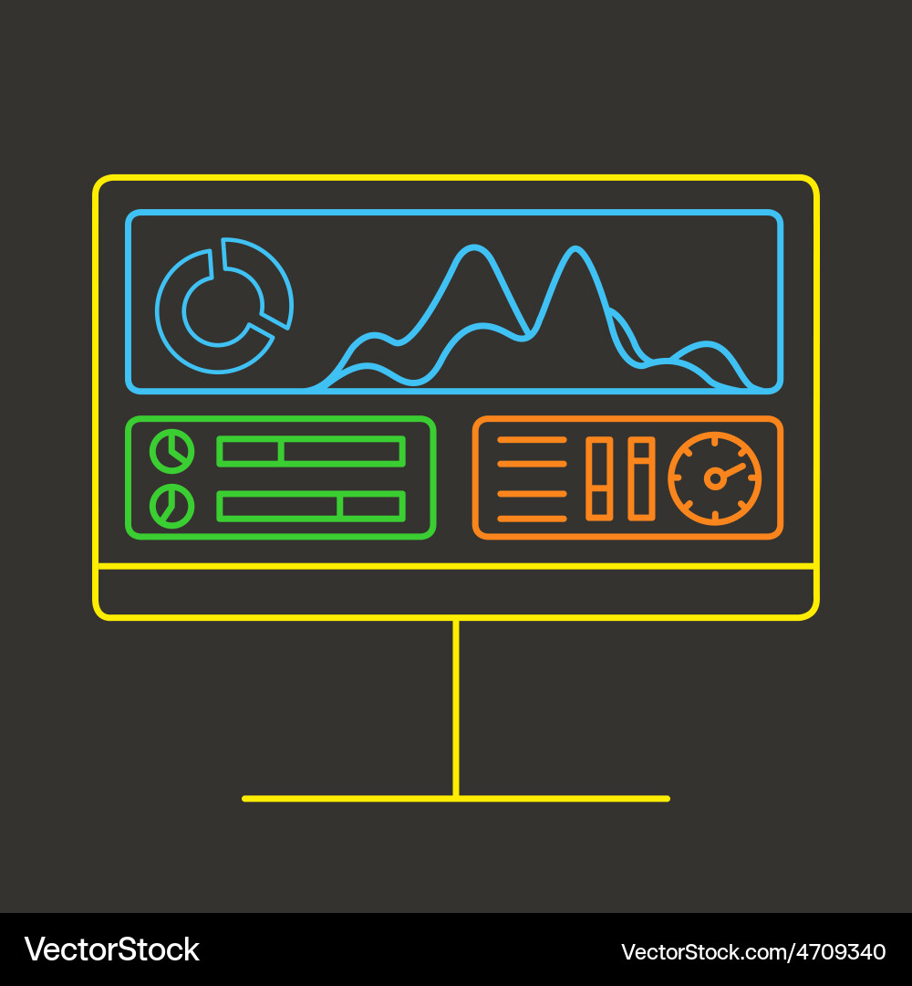 Linear of web analytics information and deve vector image