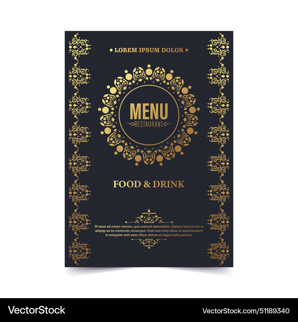 Luxury menu layout with ornamental elements Vector Image
