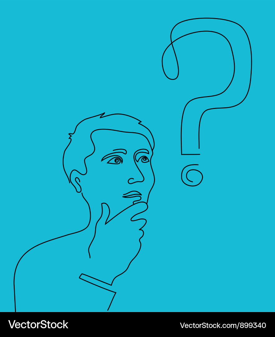 Man Contemplating a Question Vector Image