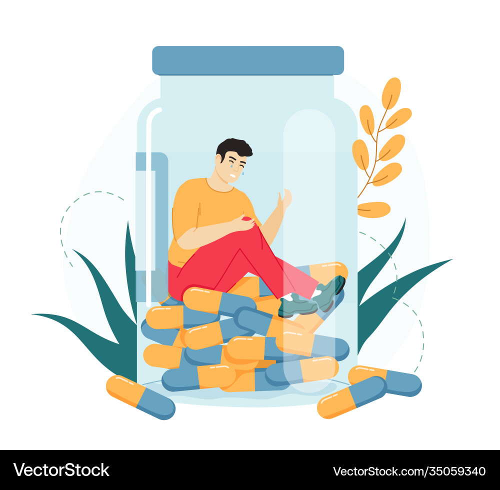 Medicine drug addiction depressed sick male Medicine drug addiction depressed sick male vector image