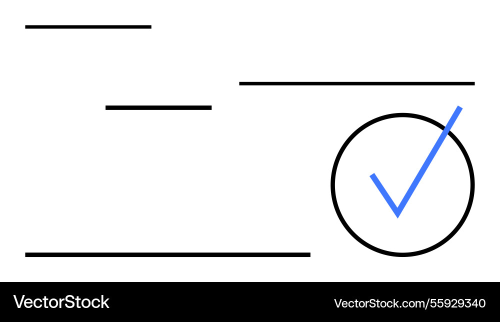 Minimalist checkmark in circle with horizontal Minimalist checkmark in circle with horizontal vector image