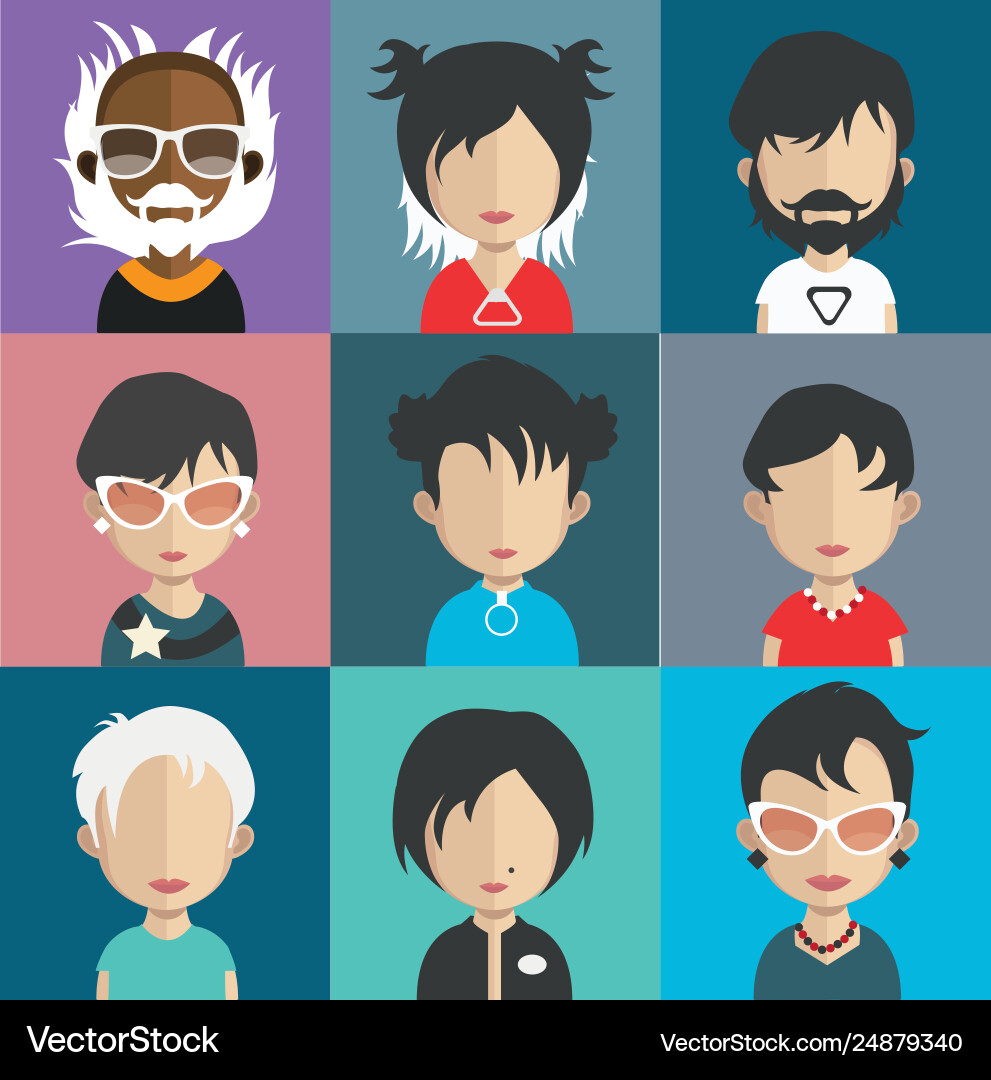 Set colorful avatars characters Vector Image