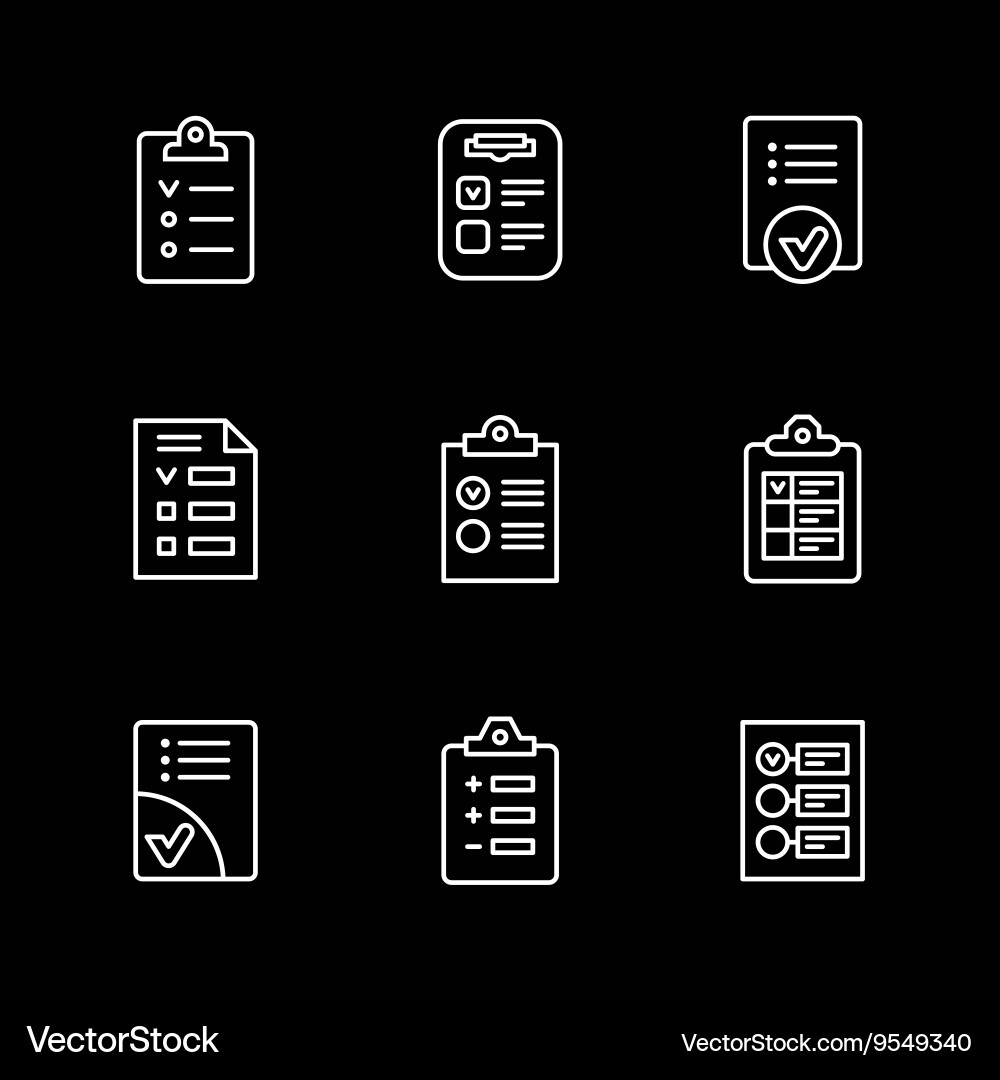 Set line icons of checklist Vector Image