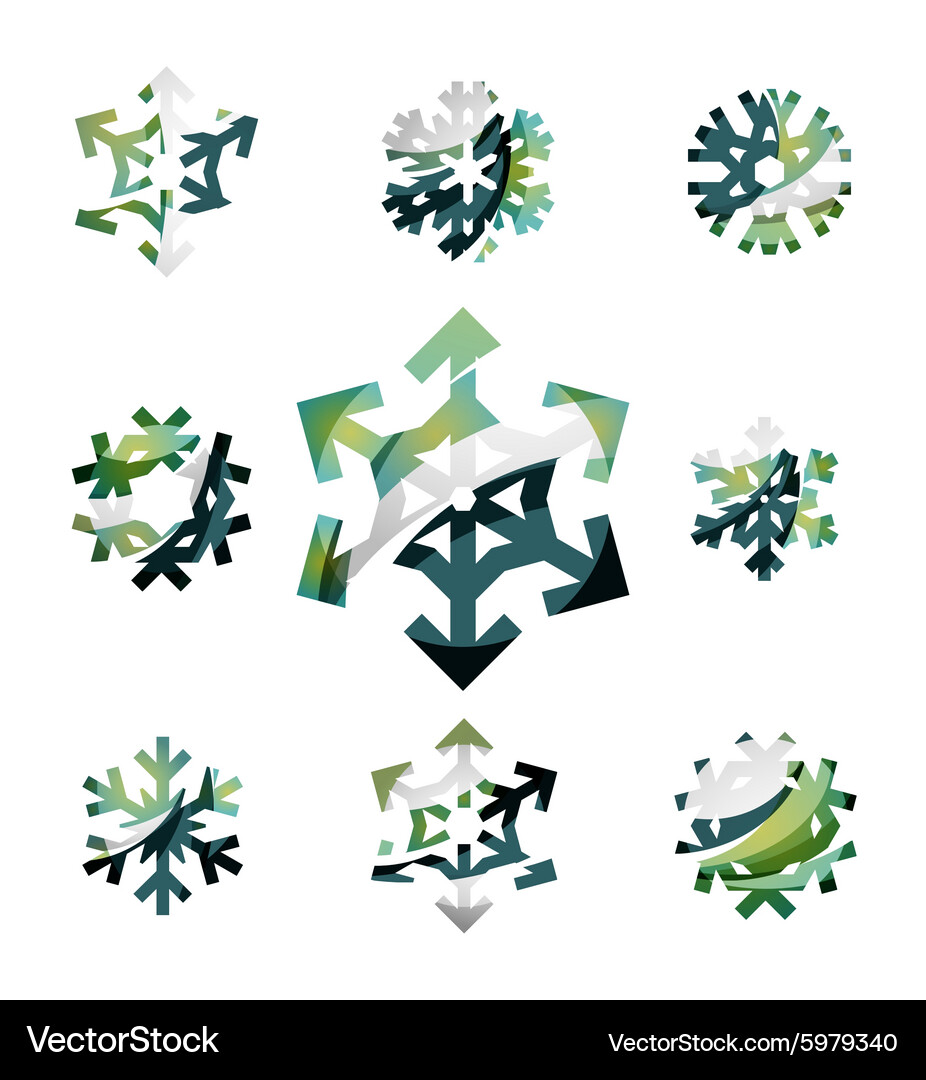 Set of abstract colorful snowflake logo icons Vector Image