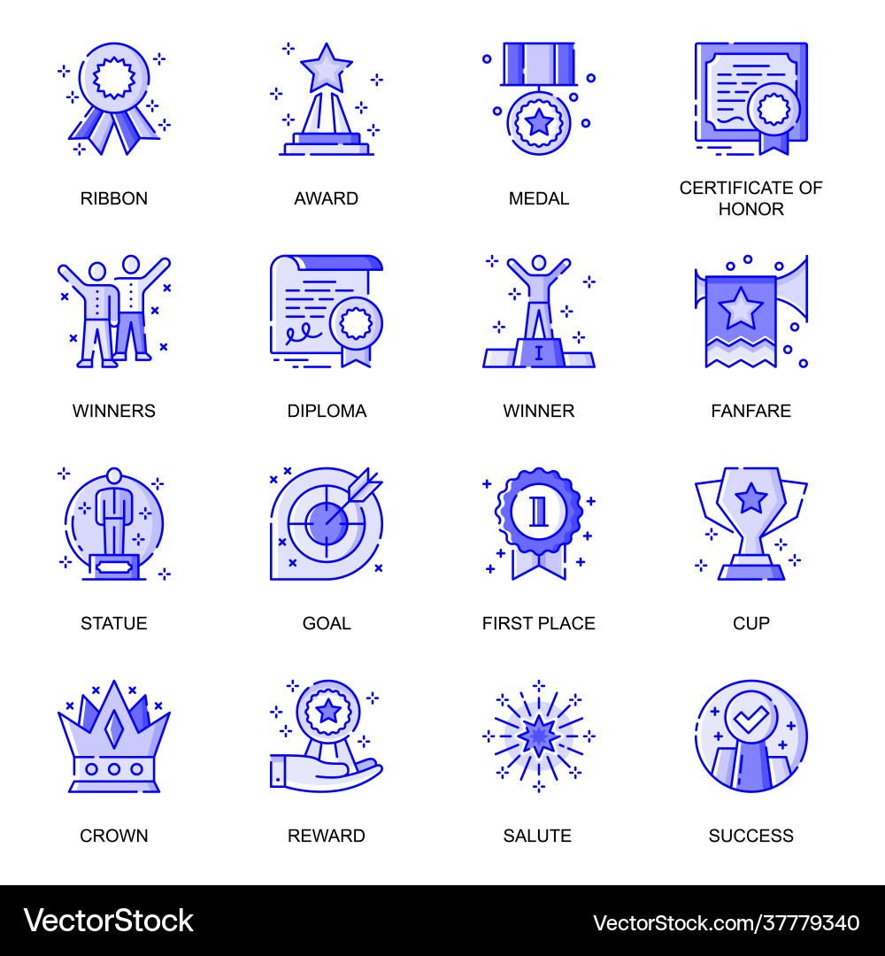 Success web flat line icons set pack outline Success web flat line icons set pack outline vector image
