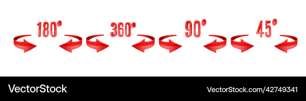 3d curve arrows and rotation angle degrees sing 3d curve arrows and rotation angle degrees sing vector image