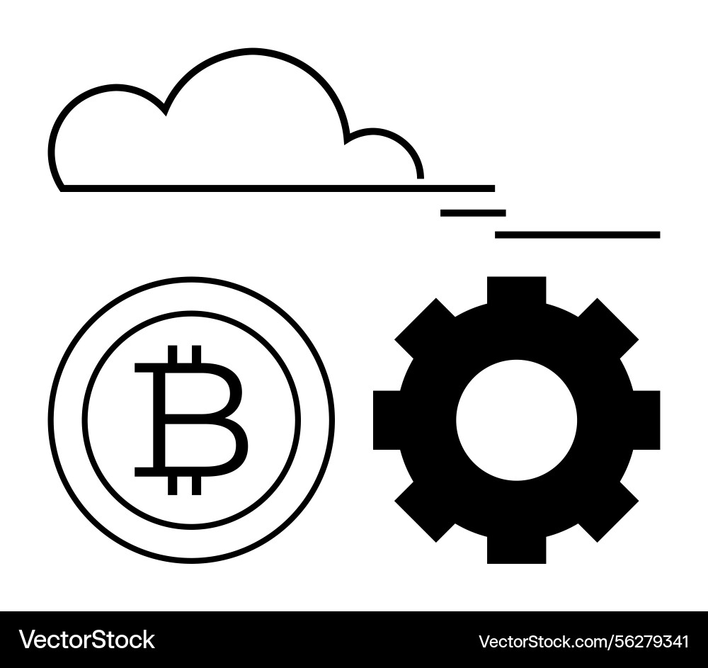 Cloud computing integration with cryptocurrency Cloud computing integration with cryptocurrency vector image