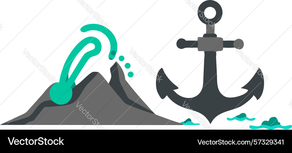 Dynamic splash anchor in a crashing stylized wave vector image