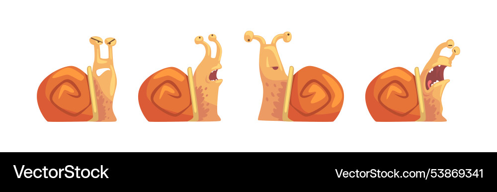 Funny snail with spiral shell show different Funny snail with spiral shell show different vector image